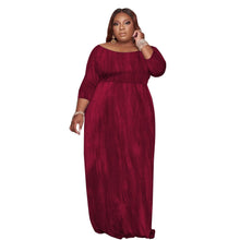Load image into Gallery viewer, Cap Point Burgundy / XL Plus Size Dot Print Round Neck High Elastic Sexy Elegant Party Dress
