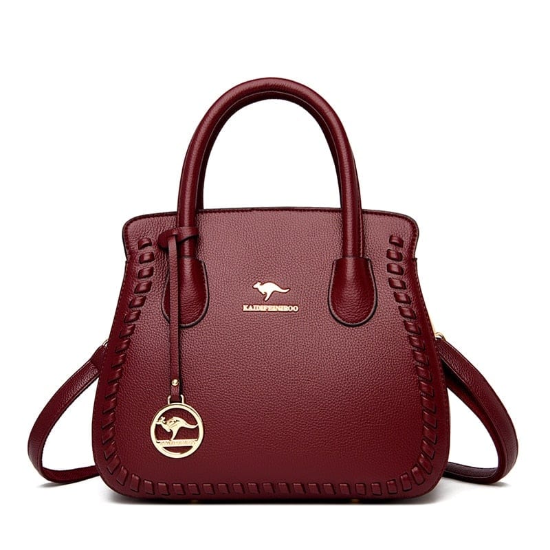 Cap Point Burgunyd Hand-knitted Luxury Leather Tote Bag