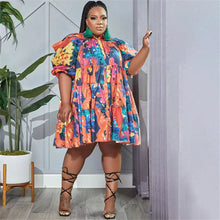 Load image into Gallery viewer, Cap Point Carline Plus Size Tie Dye Loose Casual Cute Ball Gown Mini Dress
