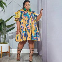 Load image into Gallery viewer, Cap Point Carline Plus Size Tie Dye Loose Casual Cute Ball Gown Mini Dress
