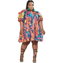 Load image into Gallery viewer, Cap Point Orange / XL Carline Plus Size Tie Dye Loose Casual Cute Ball Gown Mini Dress
