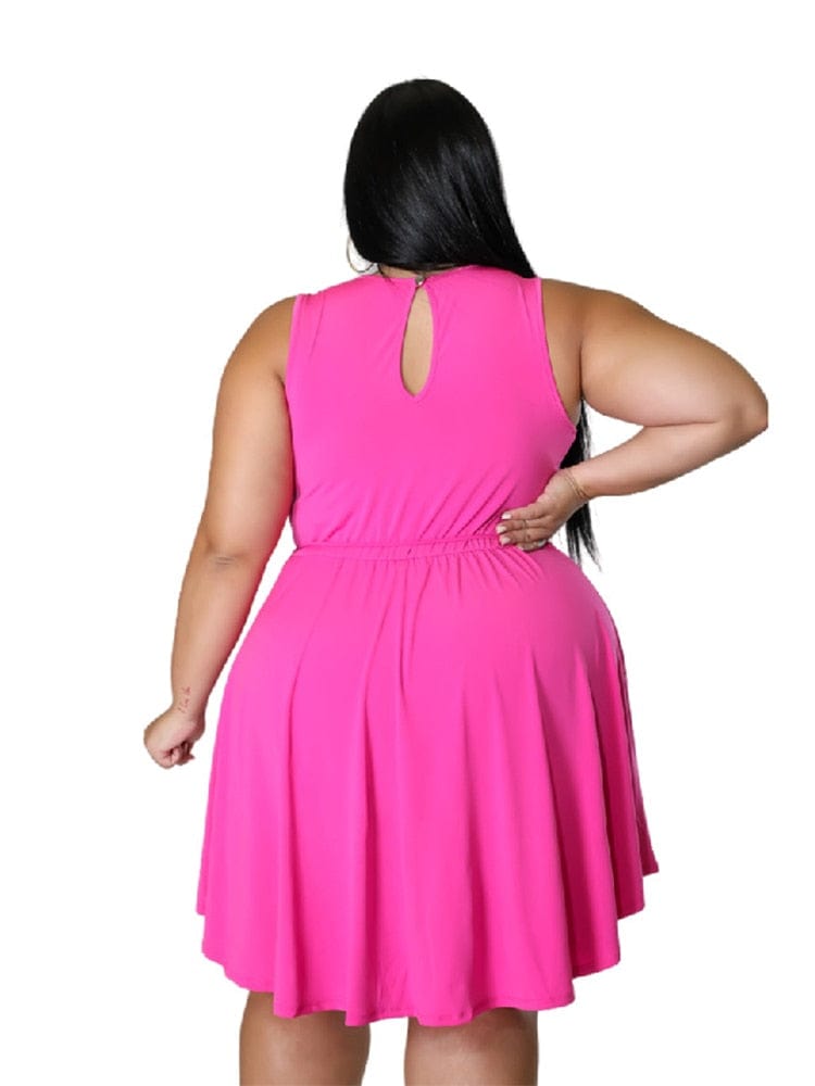 Cap Point Carline Plus Size Vest V Neck Sexy Mini Dress