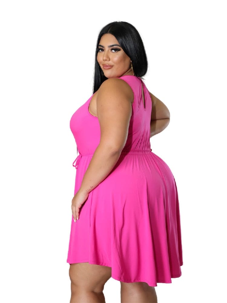 Cap Point Carline Plus Size Vest V Neck Sexy Mini Dress