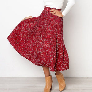 Cap Point Casual Chiffon Printed High Waist Pleated Maxi Skirt