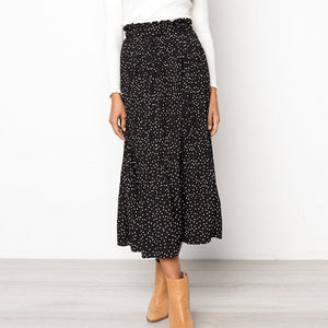 Cap Point Casual Chiffon Printed High Waist Pleated Maxi Skirt