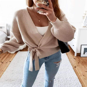 Cap Point Casual Lace Up Warm Sweater