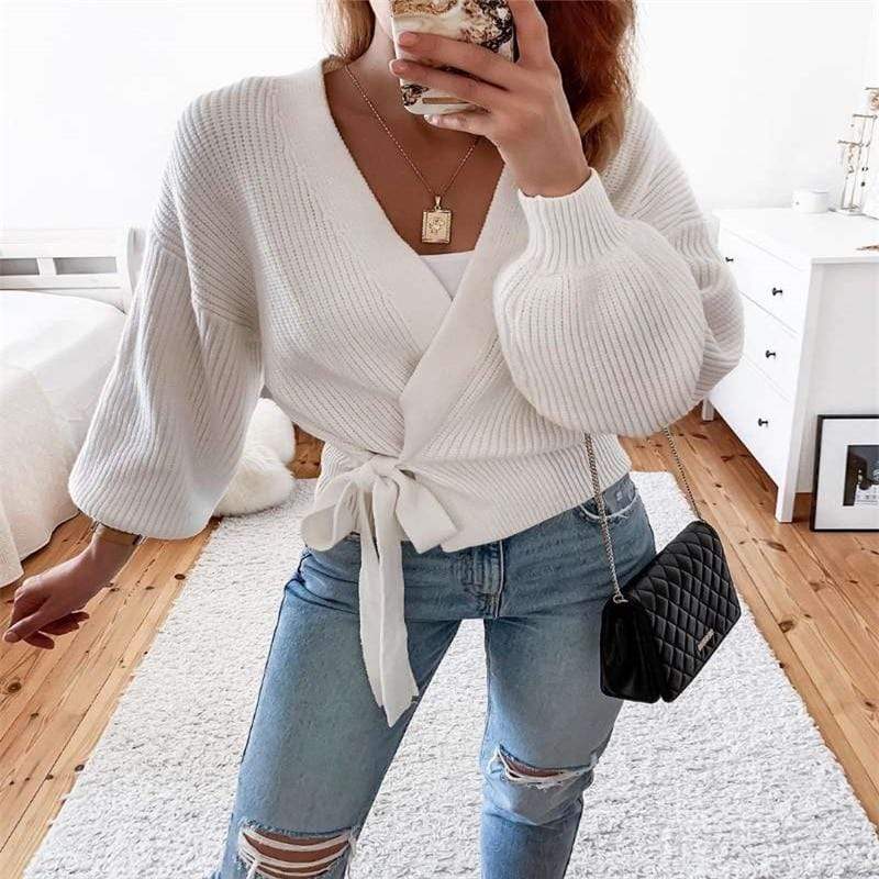 Cap Point Casual Lace Up Warm Sweater