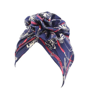 Cap Point Chain Printed Big Flower headscarf