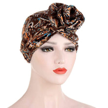Load image into Gallery viewer, Cap Point Chain Printed Big Flower headscarf
