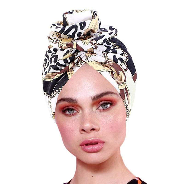 Cap Point Chain Printed Big Flower headscarf