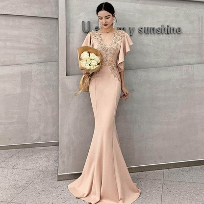 Cap Point Champagne / 2XL Salome High-end Stylish Evening Dress