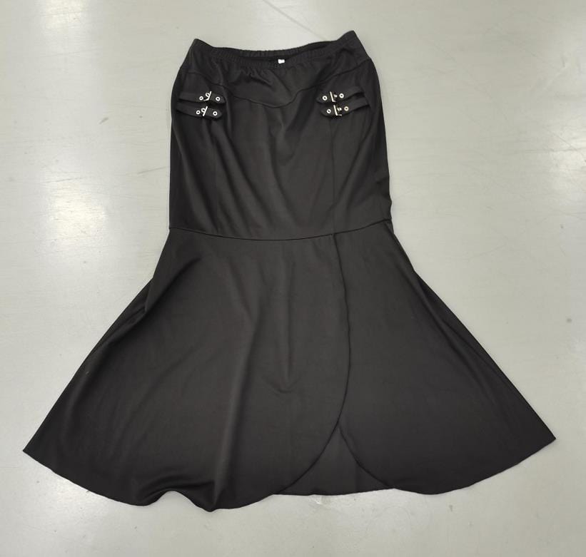 Cap Point Charmaine Buckles Slit Bodycon High Waisted Flounce Pull On Skirt