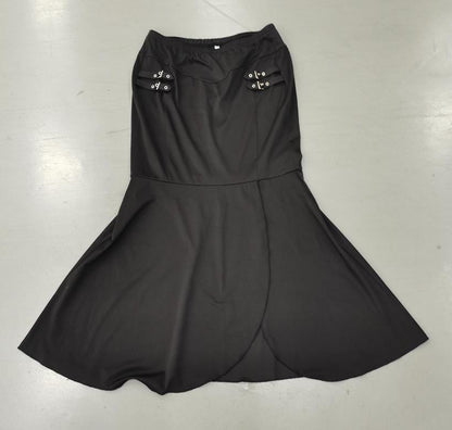 Cap Point Charmaine Buckles Slit Bodycon High Waisted Flounce Pull On Skirt