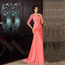 Load image into Gallery viewer, Cap Point Charming Coral Chiffon Proud Mother of the Bride Dress
