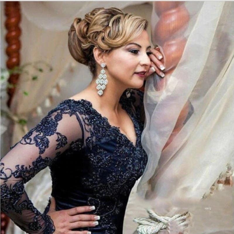 Cap Point Charming Lace Mermaid Long Sleeve Proud Mother of the Bride Dress