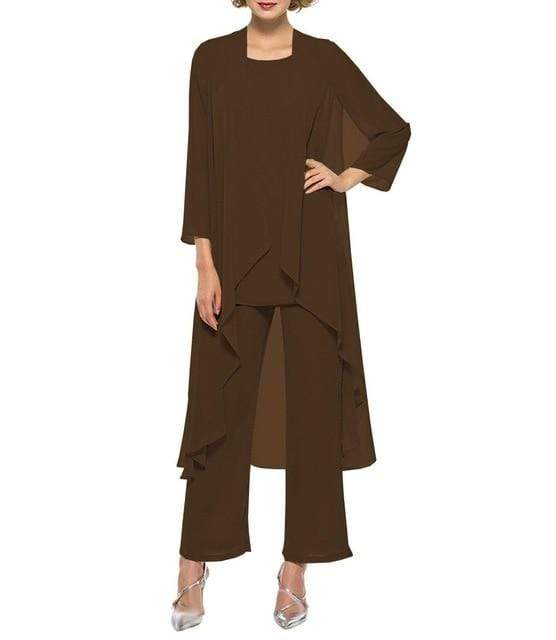 Cap Point Chocolate / 8 3 Pieces Mother of the Bride Champagne Wedding Party Dress