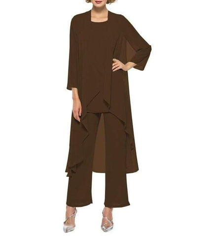 Cap Point Chocolate / 8 3 Pieces Mother of the Bride Champagne Wedding Party Dress