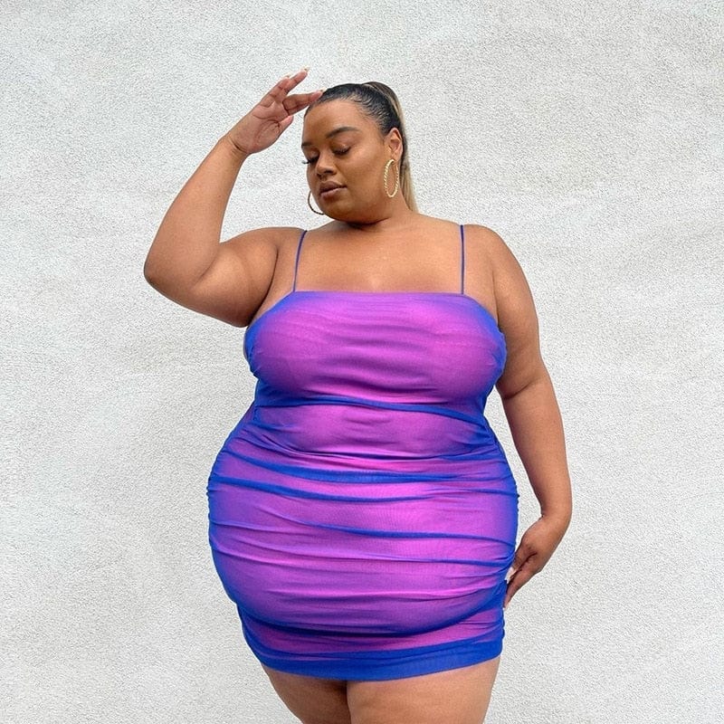 Cap Point Claudia Plus Size Fashion Solid Color Halter Pleated Mini Dress