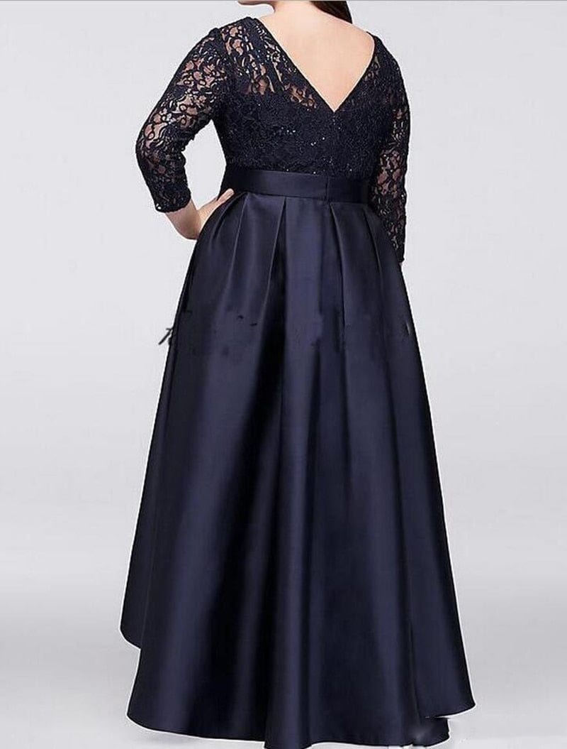Cap Point ClaytonThree Quarter Sleeve Lace Satin Bow Sash Mother of the Bride Dress