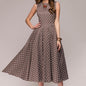 Cap Point coffee 2 / S Madeline Summer Ruffles Halter Irregular Lace Up Polka Dot Dress