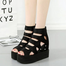 Load image into Gallery viewer, Cap Point Collette Muffin Thick Bottom Wedge Heel Hollow Fish Mouth  Sandals
