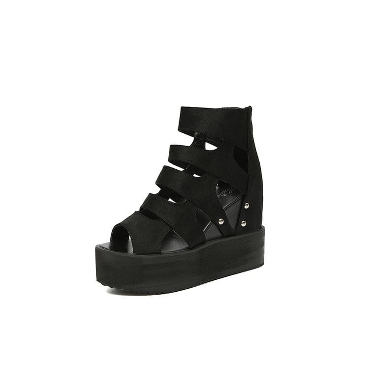 Cap Point Collette Muffin Thick Bottom Wedge Heel Hollow Fish Mouth  Sandals
