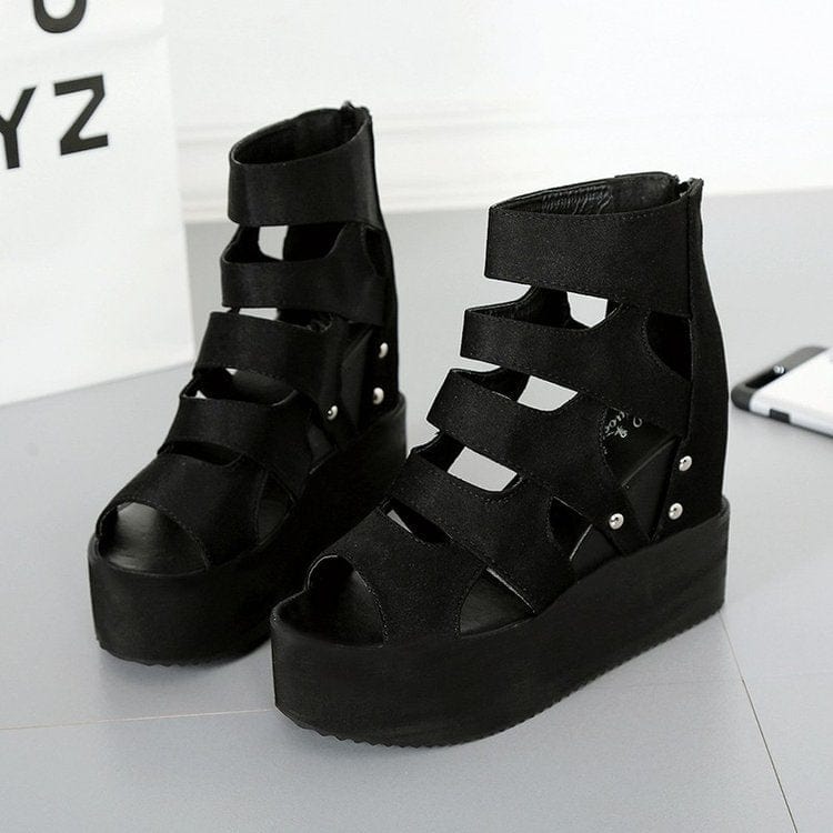 Cap Point Collette Muffin Thick Bottom Wedge Heel Hollow Fish Mouth  Sandals
