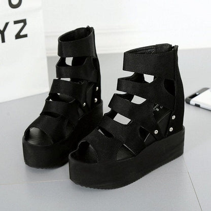 Cap Point Collette Muffin Thick Bottom Wedge Heel Hollow Fish Mouth  Sandals
