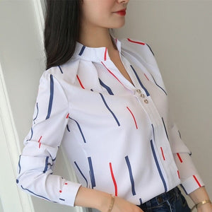 Cap Point Constantia Fashion Stripe Casual Long Sleeve Office Blouse