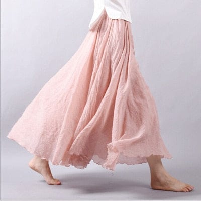 Cap Point coral / M Bohemian Beach Empire A-line Pleated Maxi Skirt