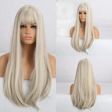 Load image into Gallery viewer, Cap Point D / One size fits all Amanda Long Straight Synthetic Wigs
