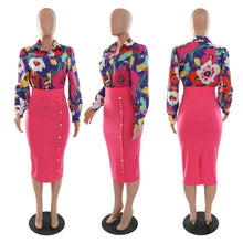 Load image into Gallery viewer, Cap Point Daniella 2-piece set floral print skirt and shirt
