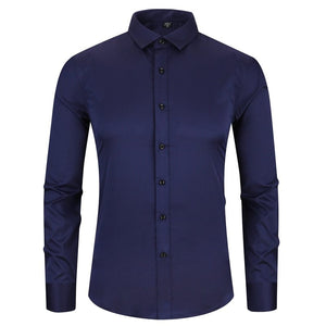 Cap Point Dark blue / 38 Mens Non-Iron Anti-Wrinkle Elastic Slim Fit Shirt