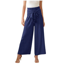 Load image into Gallery viewer, Cap Point Dark Blue / S / China Comfy Workout Elastic High Waist Bowknot Wide Leg Pants
