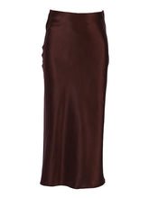 Load image into Gallery viewer, Cap Point Dark Brown / S Perline High Waisted Satin Office Ladies Maxi Skirt
