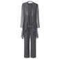 Cap Point dark gray / 4 Ginette Elegant Chiffon Long Sleeves Mother of the Bride Pantsuit