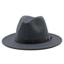 Load image into Gallery viewer, Cap Point Dark gray Classic British Fedora Men Women Woolen Winter Felt Jazz Hat
