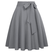 Load image into Gallery viewer, Cap Point Dark Gray / S Perline Belle Poque High Waist Self-Tie Bow-Knot Embellished  A-Line Skirt
