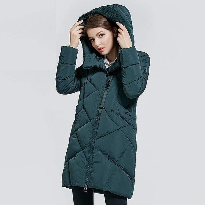 Cap Point Dark Green / S Winter Brand Thick Winter Organic Hooded Parka Coat