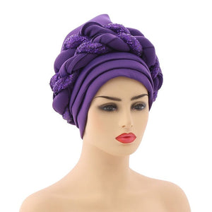 Cap Point Dark purple / One Size Celia Auto Geles Shinning Sequins Turban Headtie
