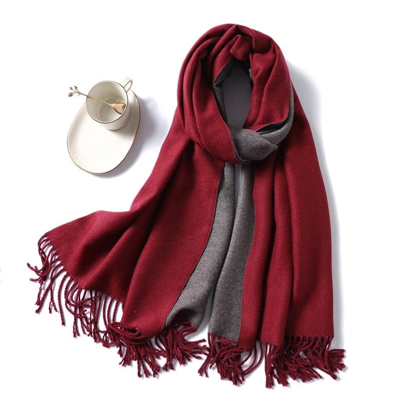 Cap Point Dark red Winnie Winter Cashmere Thick Warm Shawls Wrap Scarf