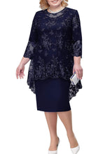 Load image into Gallery viewer, Cap Point Deep Blue / 6 On Point Lace Mother Of The Bride Dress

