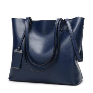Cap Point Deep Blue / One size Monisa Leather bucket Double strap All-Purpose shoulder handbag