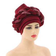 Load image into Gallery viewer, Cap Point Deep brown / One Size Celia Auto Geles Shinning Sequins Turban Headtie
