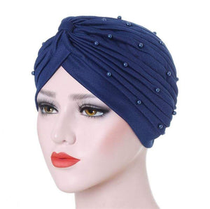 Cap Point Deep Purple Solid folds pearl inner hijab cap