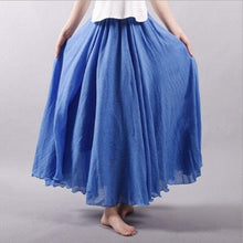 Load image into Gallery viewer, Cap Point Denim Blue / M Bohemian Beach Empire A-line Pleated Maxi Skirt
