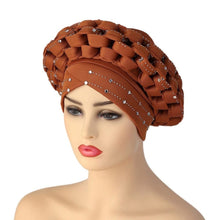 Load image into Gallery viewer, Cap Point Diamonds African Pattern Pre-Tied Bonnet Turban Knot Headwrap
