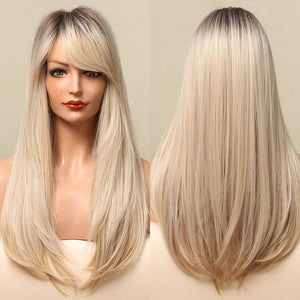Cap Point Dina Heat Resistant Fiber Cosplay Silver Gray Natural Long Silk Straight Hair Wigs