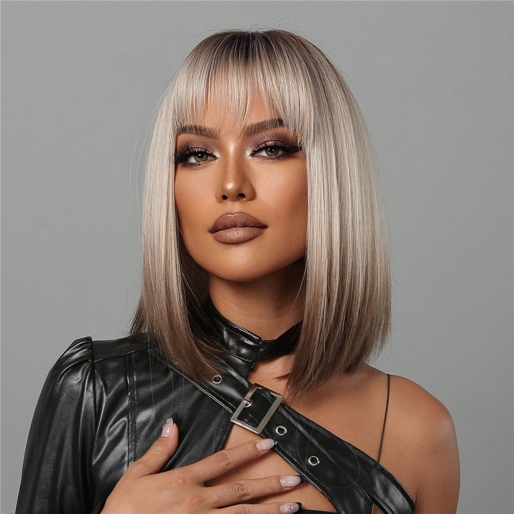 Cap Point Dina Short Straight Synthetic Daily Cosplay Party Heat Resistant Ombre Bo Hair Wigs