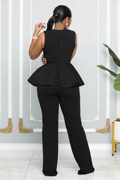 Cap Point Dinanga Summer Sleeveless Ruffle Zipper Long Jumpsuit